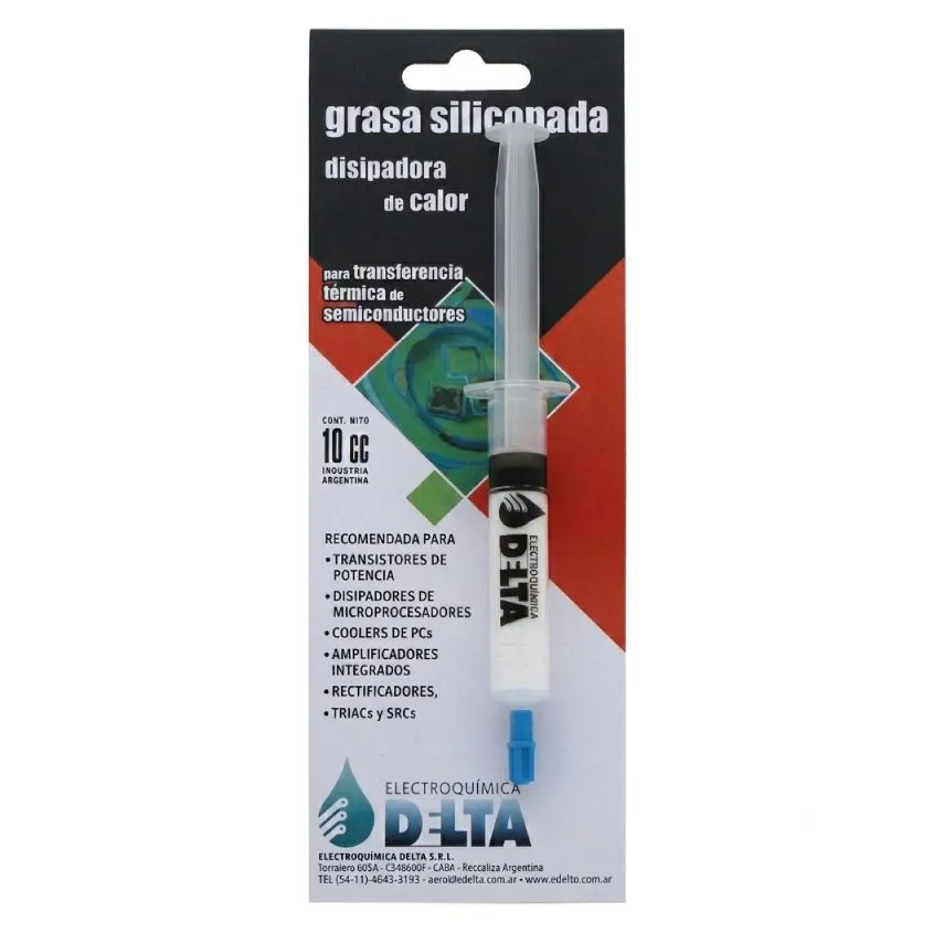 Grasa siliconada/Pasta termica en jeringa de 10 cc (GS) DELTA