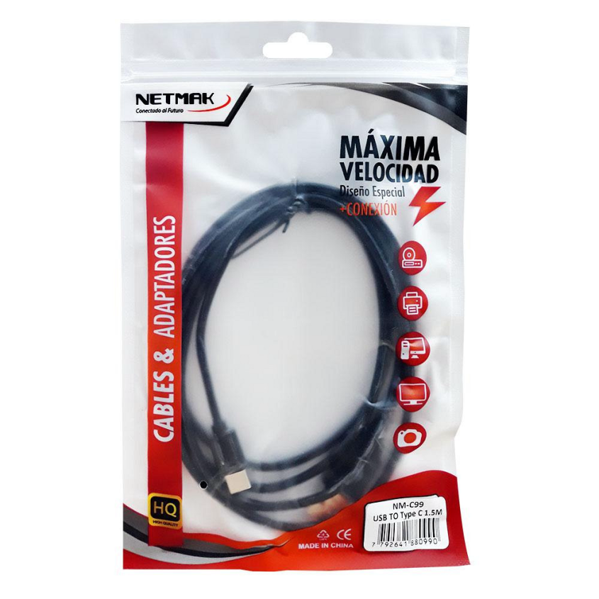 Cable USB macho A USB tipo C 3.1 Macho 1.5 Mtrs Netmak