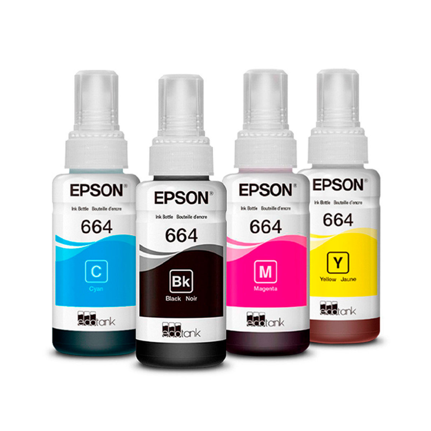 Combo Tinta Epson Negro+Color T664 Multifuncion 65ml c/u Original