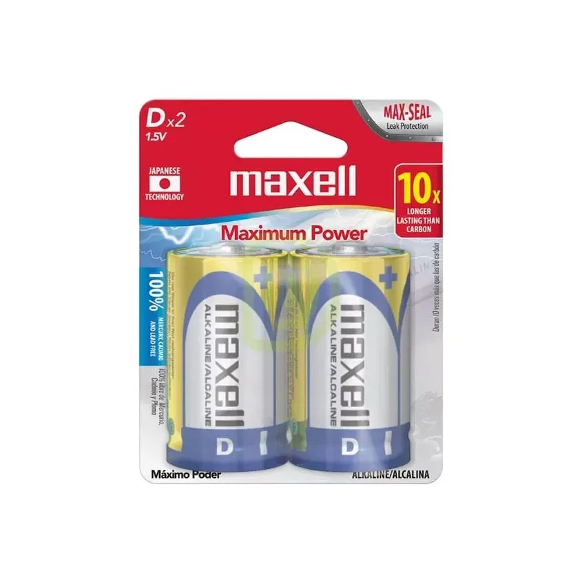 Pila Alcalina Maxell D LR20 Pack X2