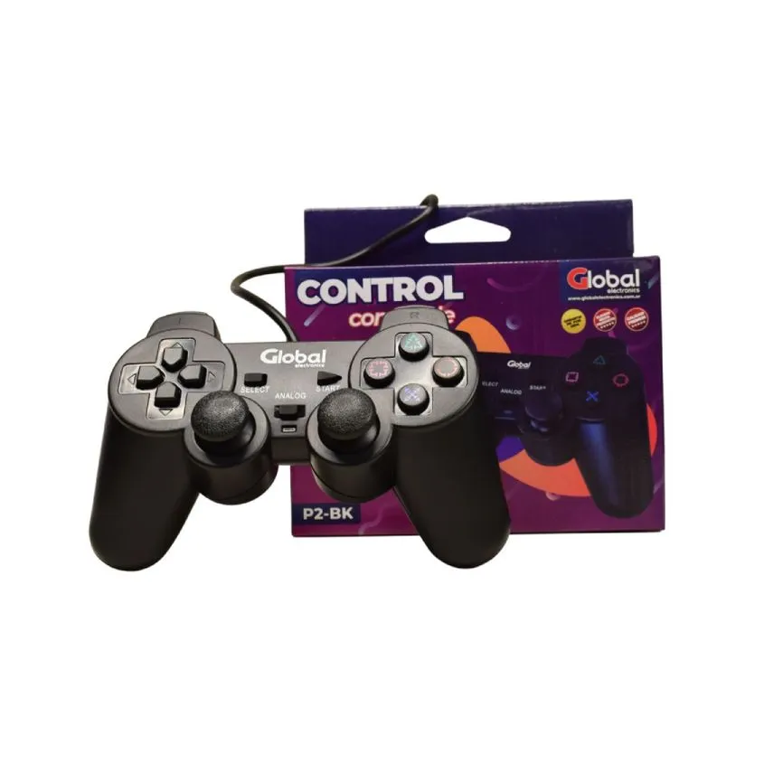 Joystick con Cable Compatible PS2 Color Negro Global