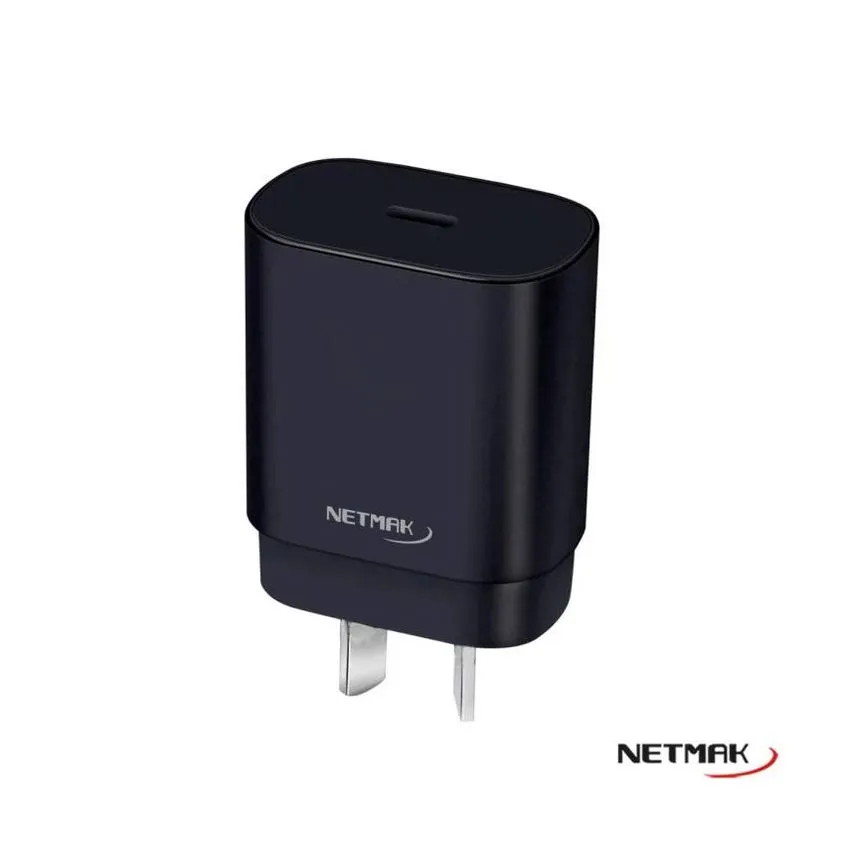 Cargador USB-C PD 25W Negro Netmak