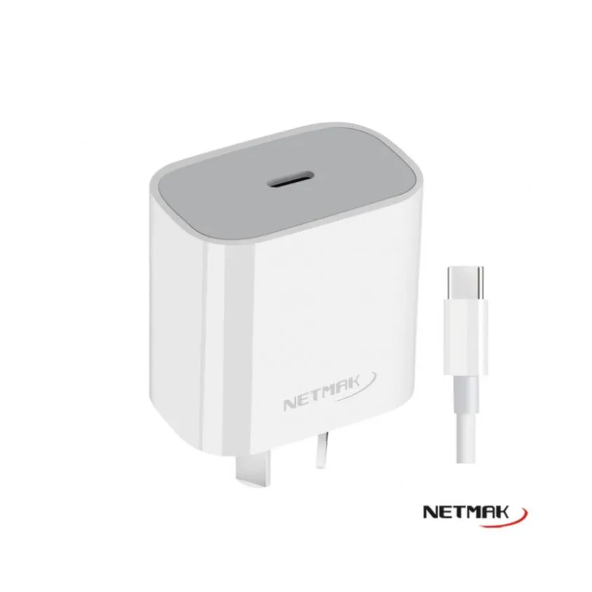 Cargador USB-C PD 30W Carga Rapida c/cable Tipo-c Netmak