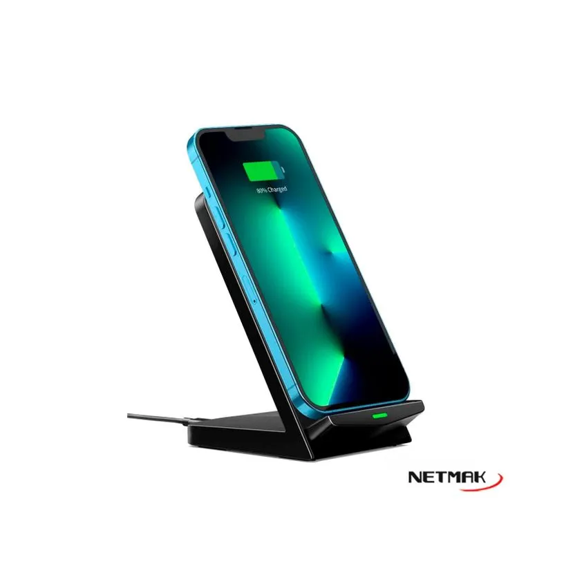 Base Carga inalambrica y Soporte Qi Fast charge Netmak 15W