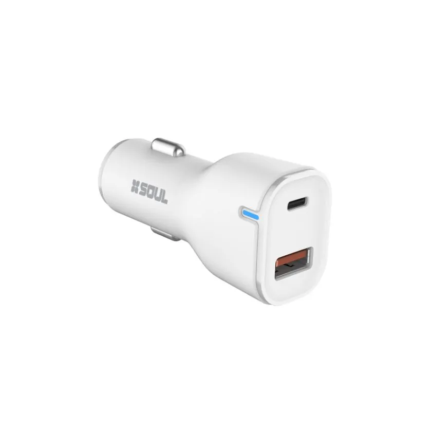 Cargador de Auto PD+QC 38W Blanco Soul