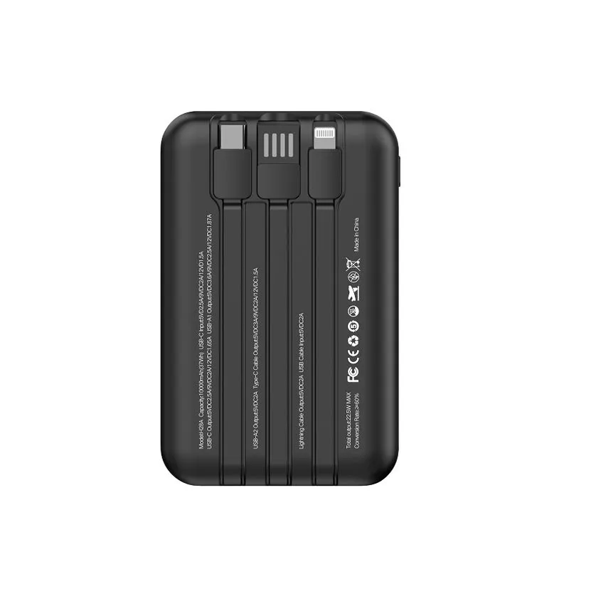 Power Bank Kelyx Mini 10000mah Tipo-c+usb+lightning 22.5w Black