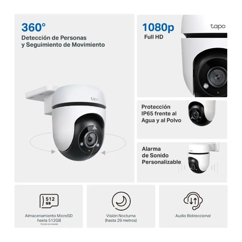 Camara Ip Mov. Remoto 360 Exterior Day/night Sd Wifi