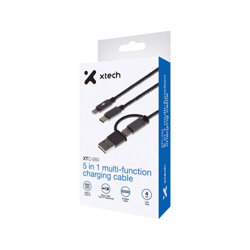 CABLE 5 EN 1 USB  TIPO C, LIGHTNING Xtech