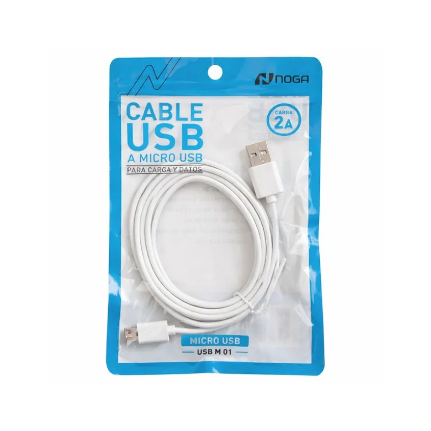 Cable USB a MicroUSB 1.8 Mtrs BLANCO Noganet