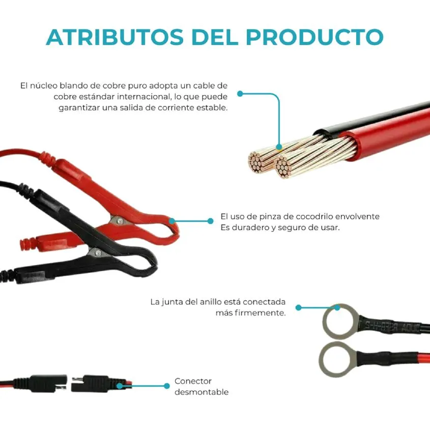 Cargador de Bateria Auto Moto c/ Pinzas Global Bateria