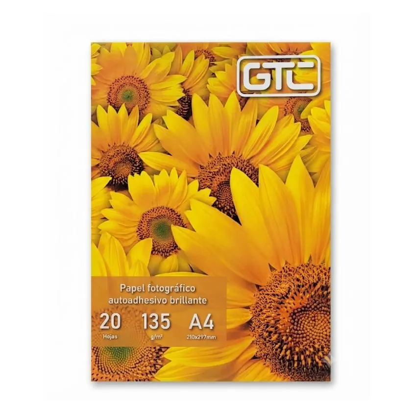Papel GLOSSY Autoadhesivo 135Grs Resma x 20 Hojas A4 135Grs GTC