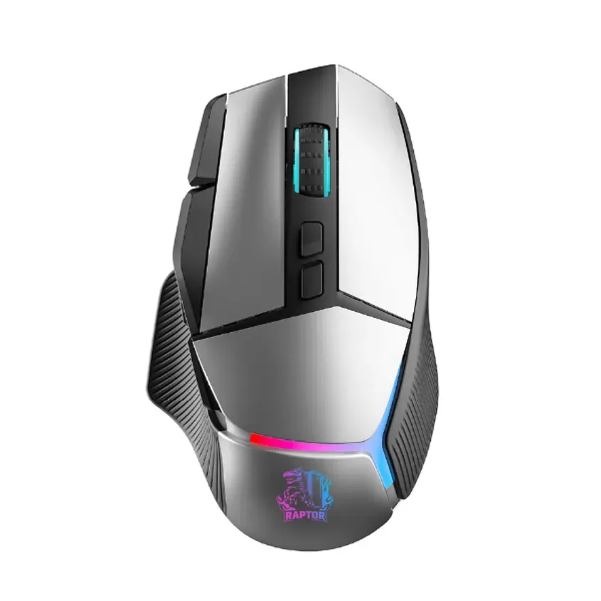 Mouse Gamer Raptor Storm Grip 9 Botones 8000dpi Retroiluminado Gris