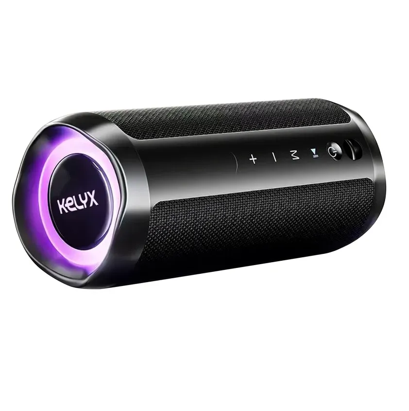 Parlante Kelyx Bluetooth 2 altavoces 12W cilindro RGB HIFI IPX7 MicroSD / USB