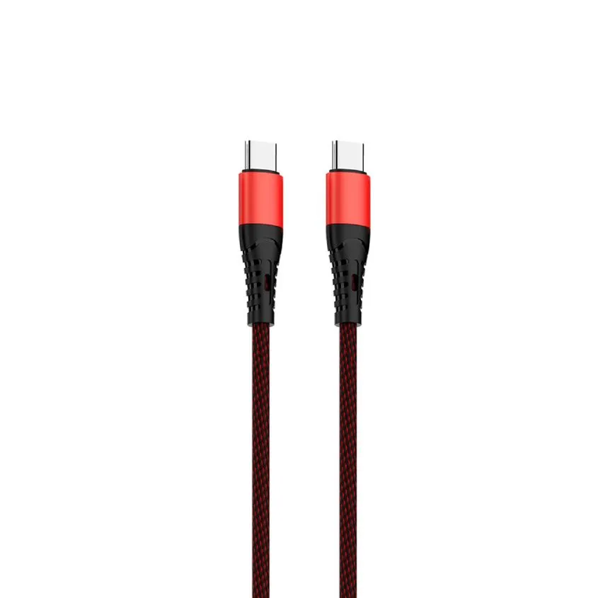 Cable USB Soul Mallado Tipo C a Tipo C Rojo 1 Metro 60W