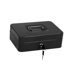 Cofre porta valores con bandeja 2 llaves 30x25x9 Negro Global