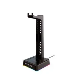 Base Soporte RGB para Auricular c/ Hub USB 3 Puertos Netmak