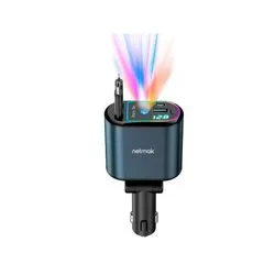 Cargador p/ Auto 4en1 66W c/ Proyector Usb-C Lightning Retractil