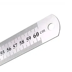 Regla Metalica de Acero Inox 60cm x 28mm Global Pulgada y Metrico