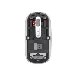 Mouse Inalambrico recargable 2.4G+BT+USB Transparente Noganet