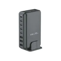 Estacion de Carga NEGRO 8 en 1 60W+22.5W Usb-C x5 Usb-A x3  Soul