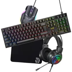 Combo Gamer Raptor Teclado 104 Teclas + Mouse Rgb 7200dpi + Mouse Pad S + Auricular 3.5