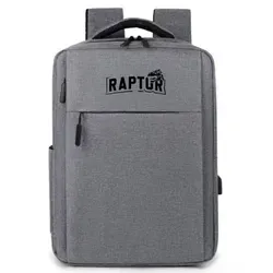 Mochila Raptor c/USB p/carga multiples bolsillos Gris